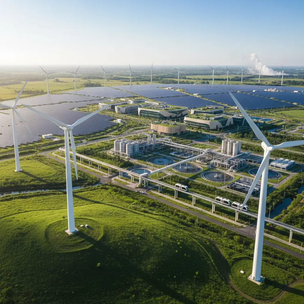 Green energy technology featured in industrial building