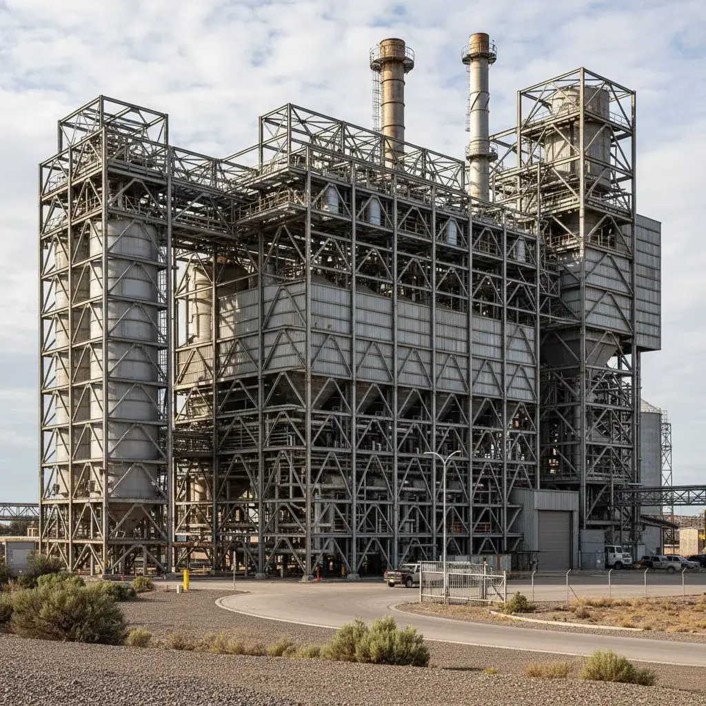 Industrial steel structure exterior with clean lines